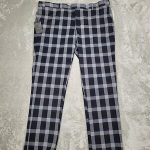 Barabas Men's Pants 40x31 Blue Gray Plaid Slim Fit Trousers (NWT)